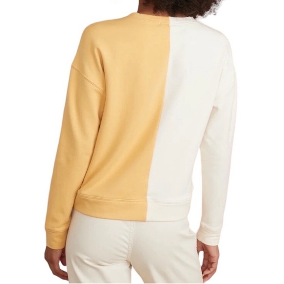 Marine Layer Cate colorblock sweatshirt yellow and off white size small - Picture 2 of 10